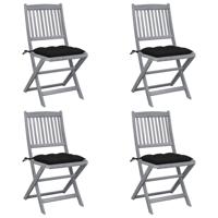 vidaXL Tuinstoelen 4 st inklapbaar met kussens massief acaciahout - thumbnail