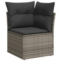 6-delige Loungeset met kussens poly rattan grijs - thumbnail
