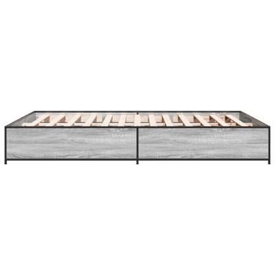 Bedframe bewerkt hout metaal grijs sonoma eiken 150x200 cm