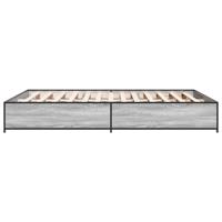 Bedframe bewerkt hout metaal grijs sonoma eiken 150x200 cm - thumbnail