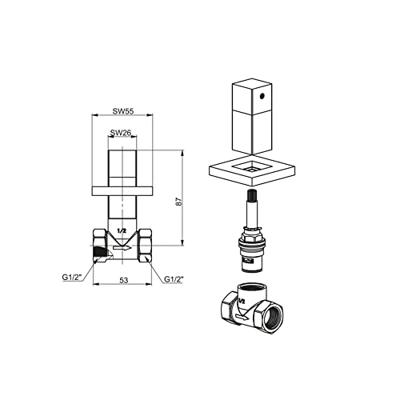 Hoekstopkraan Boss & Wessing Colorato 1/2x1/2 Mat Zwart Boss & Wessing