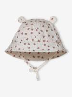 Hoed met berenprint voor babymeisjes ecru - thumbnail
