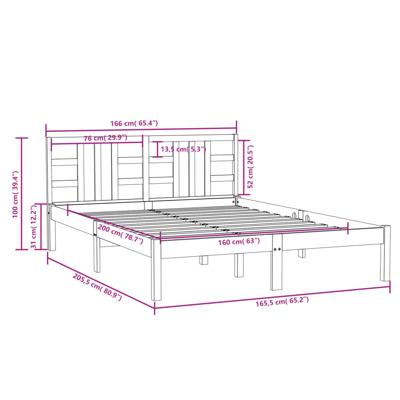 Bedframe massief hout 160x200 cm