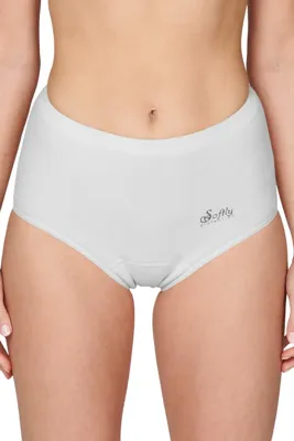 2-pak Julia taille slip met badstof kruisje "Softly" - Hoge Katoenen dames onderbroek - Oma ondergoed