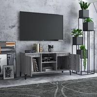 Tv-meubel met metalen poten 103,5x35x50 cm grijs sonoma eiken - thumbnail