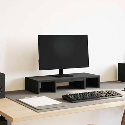 Monitorstandaard verstelbaar zwart eiken 60x24x10,5 cm bewerkt hout