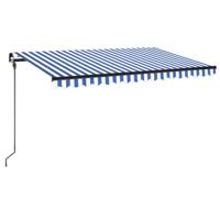 Luifel handmatig uittrekbaar met LED 400x300 cm blauw en wit - thumbnail