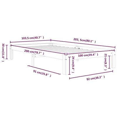 Bedframe massief grenenhout wit 100x200 cm