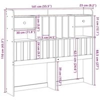 Hoofdbord met opbergruimte 135 cm massief grenenhout wit - thumbnail