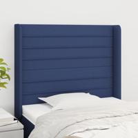 Hoofdbord met randen 83x16x118/128 cm stof blauw - thumbnail