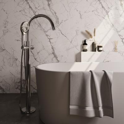 Chrome Edition vrijstaande badmengkraan SET 02 met 3-standen handdouche en doucheslang, chromen afwerking