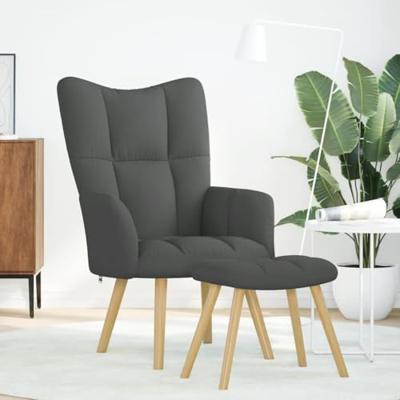 Relaxstoel met voetenbank stof donkergrijs