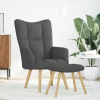 Relaxstoel met voetenbank stof donkergrijs - thumbnail