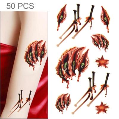 S-024 50 PCS Halloween terreur realistische wond bloed letsel litteken tijdelijke tattoo sticker