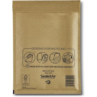Mail Lite luchtkussenenveloppen, goud, D/1, 180 x 260 mm, doos van 200 stuks