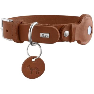 HUNTER Hondenhalsband met Apple AirTag-houder Viborg, cognac, Maat: 55