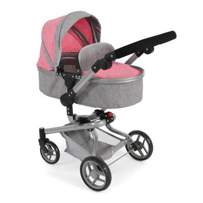 Combi-poppenwagen Yolo - Melange Pink Combi-poppenwagen Yolo - Melange Pink