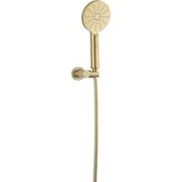 Ben badset met ronde handdouche (3 straalsoorten) geborsteld messing pvd - thumbnail