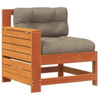 Tuinbank met armleuning en kussen massief grenenhout wasbruin - thumbnail