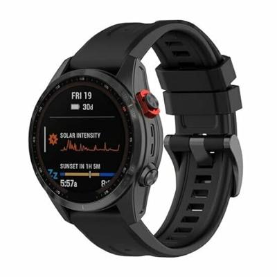 By Qubix - Siliconen sportbandje - Zwart - Compatible met Garmin Tactix 8-47mm - Compatible Garmin bandje - Bandbreedte: 22mm