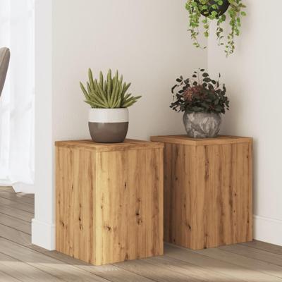 VidaXL Plantenstandaards 2 st 25x25x35 cm hout artisanaal eiken VidaXL Plantenstandaards 2 st 25x25x35 cm hout artisanaal eiken