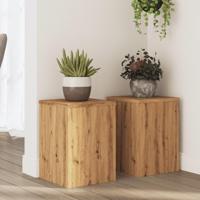 VidaXL Plantenstandaards 2 st 25x25x35 cm hout artisanaal eiken - thumbnail