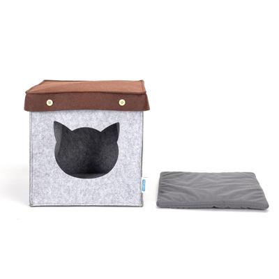 Nobleza Kattenmand - Gesloten doos - Vilt - Grijs -34x34x33 cm