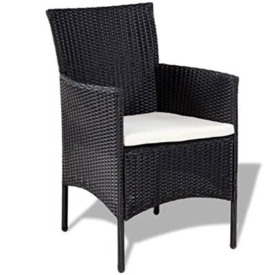 4-delige Loungeset met kussens poly rattan zwart