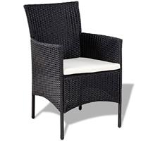 4-delige Loungeset met kussens poly rattan zwart - thumbnail