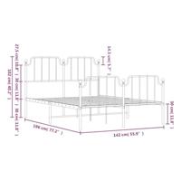 Bedframe met hoofd- en voeteneinde metaal wit 135x190 cm - thumbnail