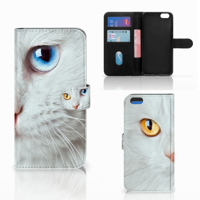 Apple iPhone 7 Plus | 8 Plus | Telefoonhoesje | Met pasjeshouder | Witte Kat - thumbnail