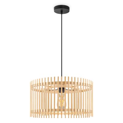 Boheemse Hanglamp - Bamboe Lampenkap - Rond - Beige - Ø40 x 126 cm - E27 fitting - Ontworpen voor gebruik in slaapkamers en werkruimtes - Inclusief 1 meter kabel
