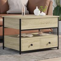 Salontafel 70x50x50 cm bewerkt hout en metaal sonoma eikenkleur - thumbnail