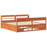 Bedframe zonder matras massief grenenhout wasbruin 180x200 cm - thumbnail