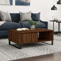Salontafel 90x60x35 cm bewerkt hout bruin eikenkleur - thumbnail
