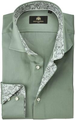 Circle of Gentlemen Overhemd Deven Groen Paisley Contrast Slim Fit