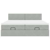 Ottoman bed met matrassen en LED's 160x200cm fluweel lichtgrijs - thumbnail
