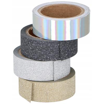 Scrapbook zelfklevend tape / washi tape met glitters - 4 rollen - DIY hobby materiaal Scrapbook zelfklevend tape / washi tape met glitters - 4 rollen - DIY hobby materiaal