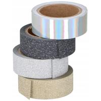 Scrapbook zelfklevend tape / washi tape met glitters - 4 rollen - DIY hobby materiaal - thumbnail