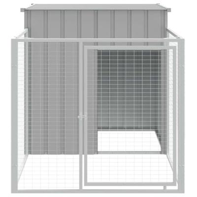 Hondenhok met dak 110x201x110 cm gegalvaniseerd staal grijs - thumbnail