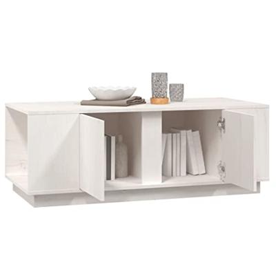 Salontafel 110x50x40 cm massief grenenhout wit