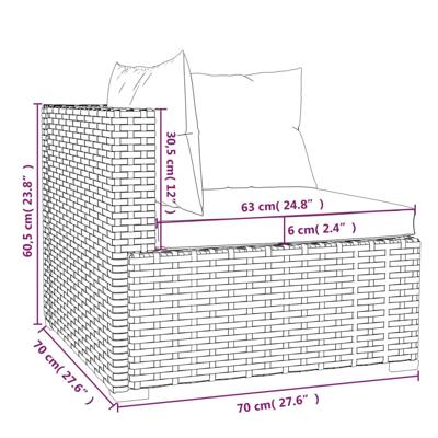 6-delige Loungeset met kussens poly rattan zwart - thumbnail