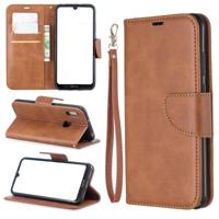 Retro Lambskin textuur zuivere kleur horizontale Flip PU lederen case voor voor Huawei Y6 2019 & Y6 Pro 2019 met houder & kaartsleuven & portemonnee - thumbnail