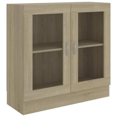 Vitrinekast 82,5x30,5x80 cm bewerkt hout sonoma eikenkleurig