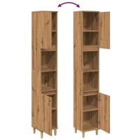 Badkamerkast 30x30x190 cm bewerkt hout artisanaal eikenkleurig - thumbnail