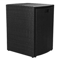 3-delige Bistroset met kussens poly rattan zwart - thumbnail