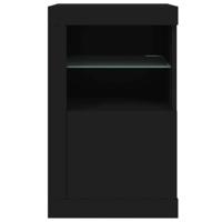 Bijzetkast met LED-verlichting bewerkt hout zwart - thumbnail
