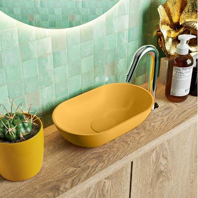 MONDIAZ POOLE solid surface opzetkom kleur Ocher | Ocher. Afmeting 30x18x8cm MONDIAZ POOLE solid surface opzetkom kleur Ocher | Ocher. Afmeting 30x18x8cm