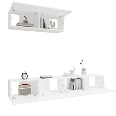 3-delige Tv-meubelset bewerkt hout wit - thumbnail