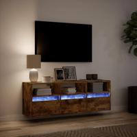 Tv-wandmeubel met LED-verlichting 130x31x45 cm gerookt eiken - thumbnail